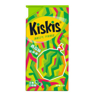 KisKis 酷滋 无糖夹心口香糖木糖醇清新口气办公室休闲零食（西瓜味）34g*1盒