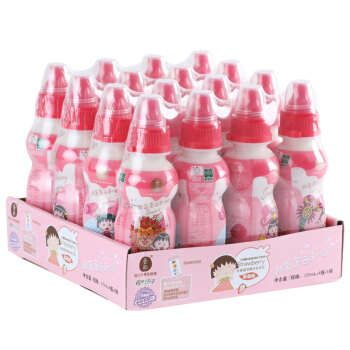 吾尚 樱桃小丸子  乳酸菌饮料 (箱装、草莓味、200ml*16瓶)