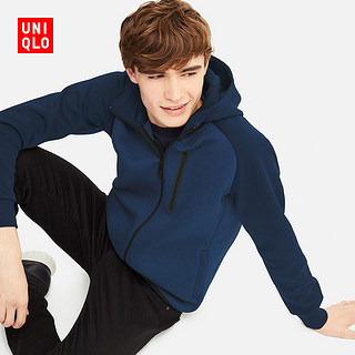 优衣库 UNIQLO 410412 男装 弹力运动拉链连帽开衫 (酒红、xl)