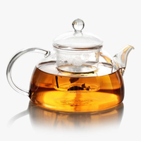 当当优品 高硼硅手工吹制耐热加厚玻璃花茶壶 600ml