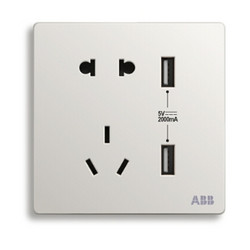ABB 轩致系列 AF293 双USB五孔插座 雅典白