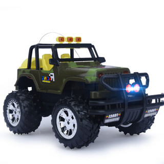 DZDIV方向盘遥控车 越野车儿童玩具大型遥控汽车模型耐摔配电池可充电388-12迷彩绿色
