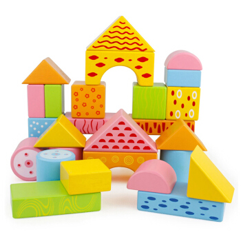 铭塔 MingTa A8065 大号木质积木桶装 30粒大号积木