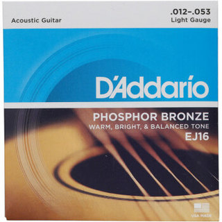 D'Addario 达达里奥 EJ16 美国进口民谣吉他琴弦 碳素钢弦套弦12-53磷铜