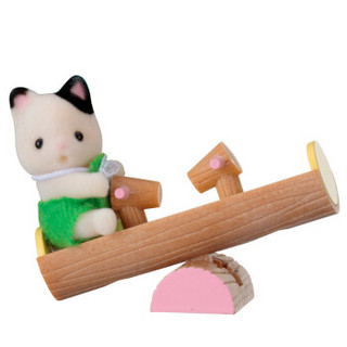 Sylvanian Families 森贝儿家族 SYFC5205 植绒公仔 黑耳猫宝宝和翘翘板