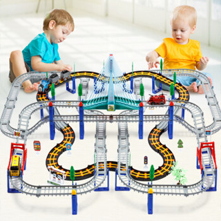 奥智嘉 儿童玩具 大型轨道车火车电动轨道过山车模型套装早教益智玩具 男孩玩具礼物