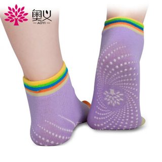 奥义专业吸汗防滑瑜伽袜 防滑颗粒耐磨透气 安全卫生五指瑜珈袜子 浅紫色（两双）