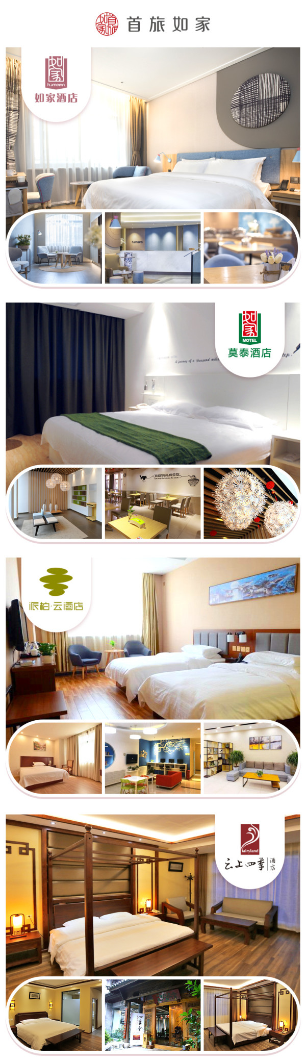 首旅如家全国50城250+酒店1晚通兑房券(莫泰、云上四季、云等多品牌通用)