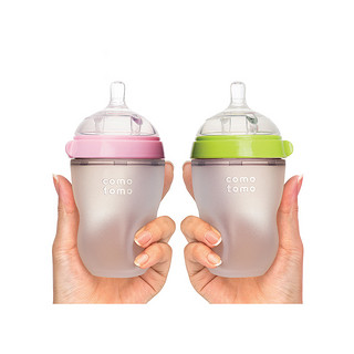comotomo 可么多么 硅胶奶瓶套装 2只装 250ml 粉色+绿色 3-6月
