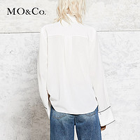MO&Co. 摩安珂 MA173TOP122 女士复古撞色灯笼袖衬衫 深宝蓝色 S