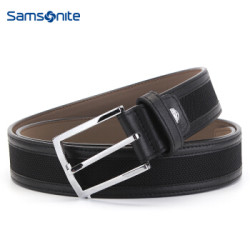Samsonite 新秀丽 TK2*09008 男士针扣牛皮皮带 黑色 120cm