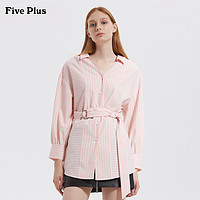 Five Plus 2GE3013020 女士条纹长袖衬衫 粉白条 S