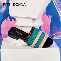 PITTI DONNA 女士拼色流苏凉拖鞋一字型 PD9M15203 蓝色 34