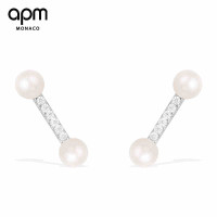 双11预售：apm MONACO YACHT CLUB系列 AE10168XPL 银镶晶钻淡水珍珠耳钉