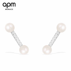 apm MONACO YACHT CLUB系列 AE10168XPL 银镶晶钻淡水珍珠耳钉