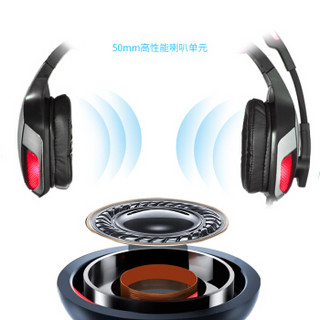 KOTION EACH 因卓 G5300 耳机 (通用、动圈、头戴式、20±15%Ω、黑红色)
