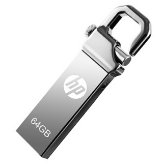 惠普（HP）64GB USB2.0 U盘 v250w 金属黑 安全金属钩头车载/电脑两用