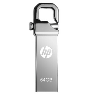 惠普（HP）64GB USB2.0 U盘 v250w 金属黑 安全金属钩头车载/电脑两用