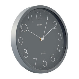Timess挂钟 客厅创意静音现代简约石英钟9英寸8958-8灰色