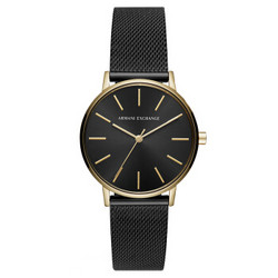 阿玛尼(Armani Exchange)手表 钢制黑色表带时尚石英女士腕表 AX5548