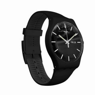 swatch 斯沃琪 创炫彩系列 SUOB720 中性石英手表 41mm 黑色 黑色 硅胶