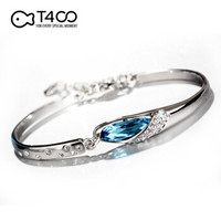 T400 3142 水晶手链 (17+5cm、蓝色+银色)