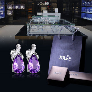 JOLEE 羽兰JOLEE 耳钉 S925银耳环天然紫水晶彩色宝石时尚新款耳饰品送女友生日礼品礼物