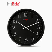 INTERIGHT 静音时尚简约石英钟 金属挂钟   黑色   12寸