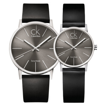 CALVIN KLEIN 卡尔文·克莱 Gents系列 K7621107/K7622107 情侣石英对表 灰盘 黑色皮带