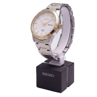 SEIKO 精工 Pair系列 SNE364J1 男士太阳能石英表 夜光防水 42mm 白色 间金色 间金不锈钢