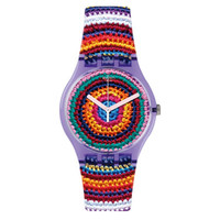 swatch 斯沃琪 原创炫彩系列 SUOV102 彩色编织 女士石英腕表