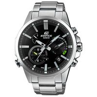 CASIO 卡西欧 EDIFICE EQB-700D-1A 男士太阳能夜光石英表 双时区 蓝牙商务 48.2mm 黑色 银色 不锈钢