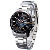 CASIO 卡西欧 EDIFICE系列 EFR-502D-5A 男士商务石英表 经典赛车三眼计时 褐色表壳钢带