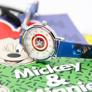 Disney 迪士尼 MV-81054L 儿童炫酷石英表 蓝色美国队长盾牌