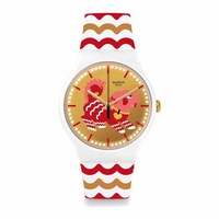 swatch 斯沃琪 SUOZ266 狗年生肖特别款 金狗衔福 女士石英腕表