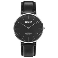 DOM M-36L-1M 男士北欧经典简约石英表 黑盘 银壳黑色皮带