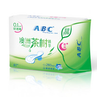 ABC 澳洲茶树精华系列卫生巾 0.1cm轻透薄夜用  瞬爽棉柔表层280mm