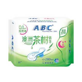 ABC 澳洲茶树精华系列卫生巾 0.1cm轻透薄夜用  瞬爽棉柔表层280mm