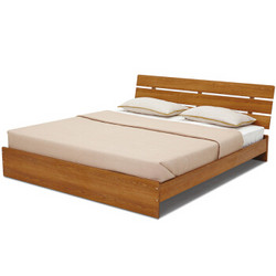  QM 曲美 简约环保木质双人床+床头柜+棕簧两用床垫组合 