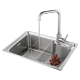 法恩莎（FAENZA） 水槽单槽304不锈钢加厚厨房洗菜盆带龙头洗菜池水槽套装 58*43 大R单槽
