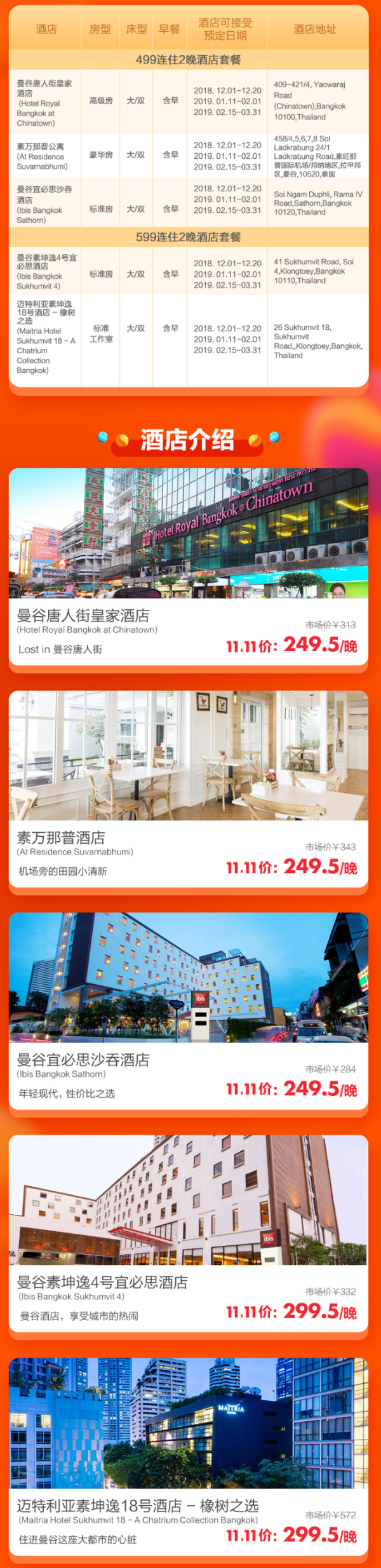 泰国曼谷热门酒店 5店通兑2晚房券（含早，可选皇家酒店、宜必思）