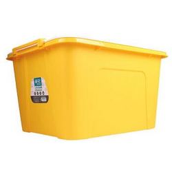 茶花收纳箱塑料整理箱大号收纳盒储物箱玩具杂物箱带滑轮 68L-PLUS专享特价 *6件
