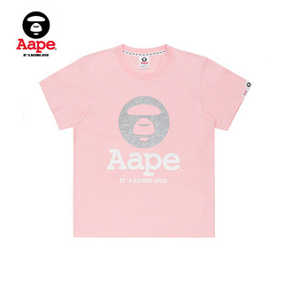 Aape AAPTEW0115XXA 女士猿颜字母印花休闲短袖T恤 粉红色 XXS