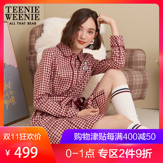 TEENIE WEENIE 维尼熊 女装娃娃领格纹连衣裙TTOW83804W