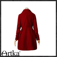 Artka 阿卡 FA10242Dw 女士复古中长款毛呢大衣 枣红色 L