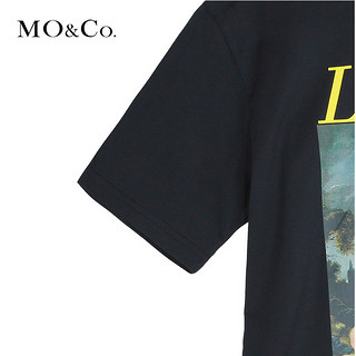 MO&Co. 摩安珂 MA182TEE209 女士圆领字母印花T恤 黑色 S