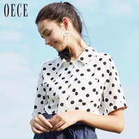 OECE 182FB826 女士波点短袖雪纺衬衫 白色 S