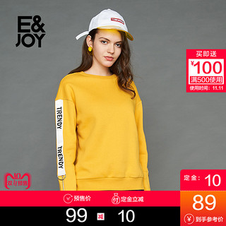 E&joy 8E082814121 女士套头短款卫衣 黄色 S