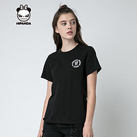 HIPANDA 熊猫人 0173112133 女士情人节数字9基本T恤 黑色 S