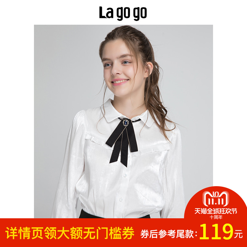 La·go·go 拉谷谷 HCCC439A15 女士雪纺宫廷风宽松衬衫 本白色 36